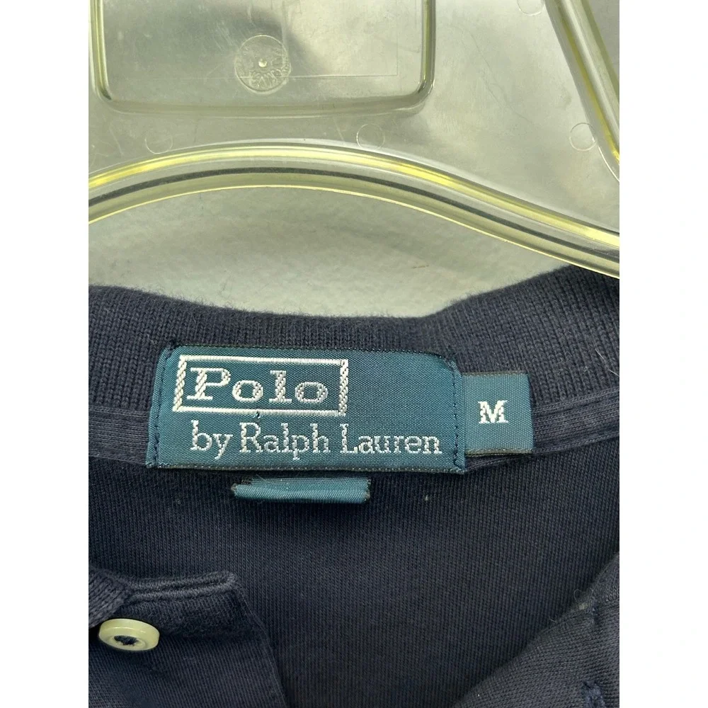 Polo Ralph Lauren Long Sleeve Polo Mens M Navy Blue Yellow Pony‎ Logo Classic